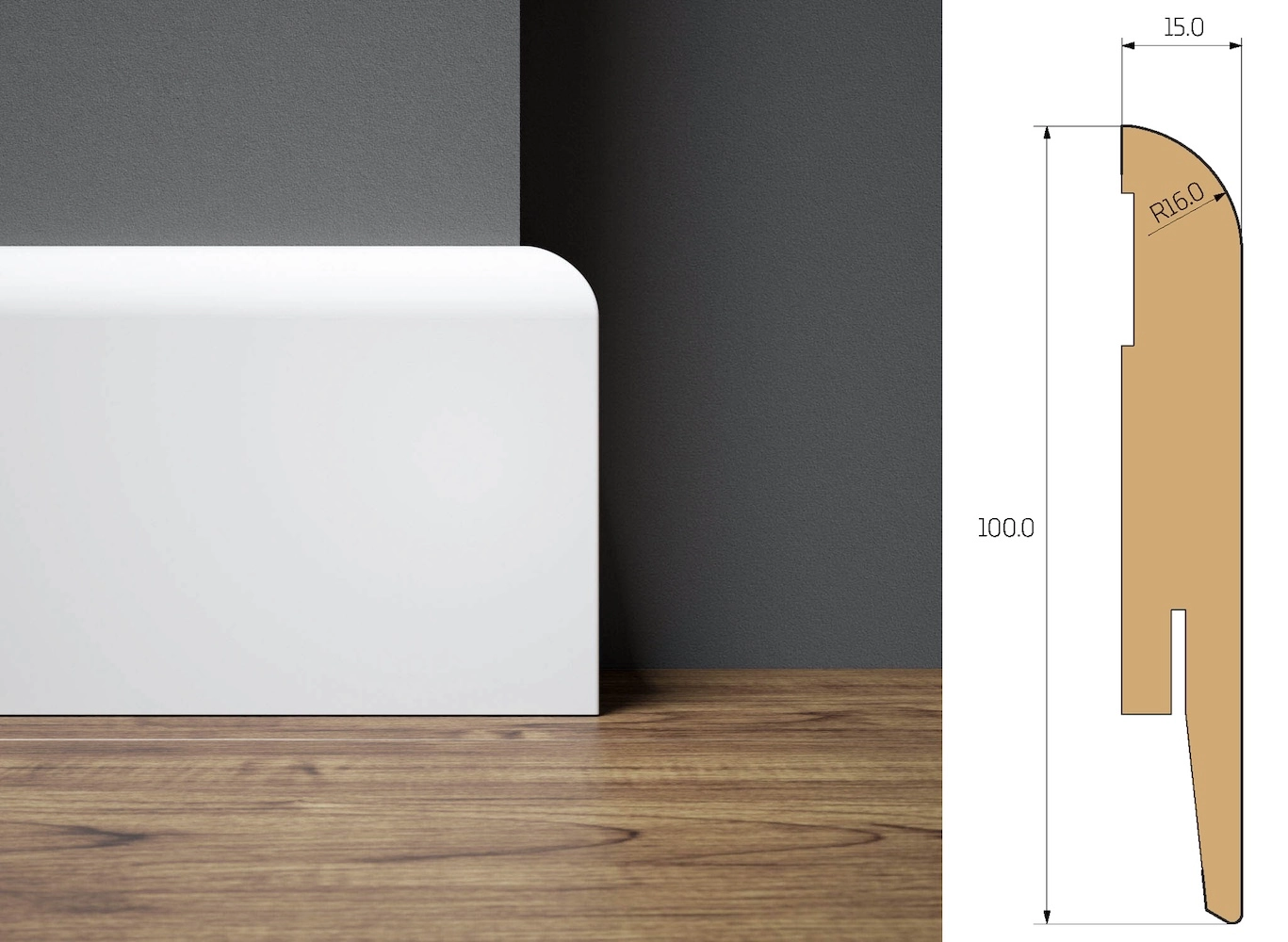 PRÓBKA 20 CM - Listwa przypodłogowa MDF OTTO, Biała Premium, 10cm