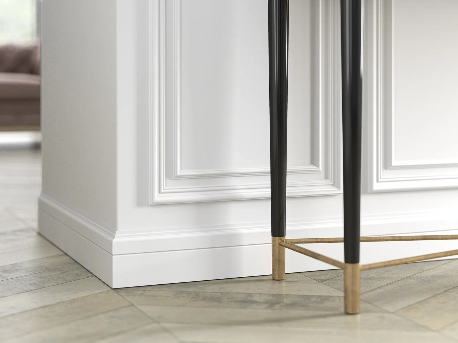 Listwa przypodłogowa MD354 biała wym. 200 x 1.1 x 10.7 cm, z PolyForce