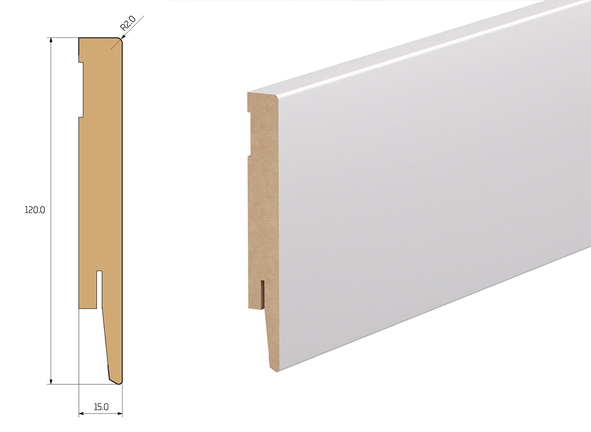 Listwa przypodłogowa MDF - DUO 12cm - do malowania