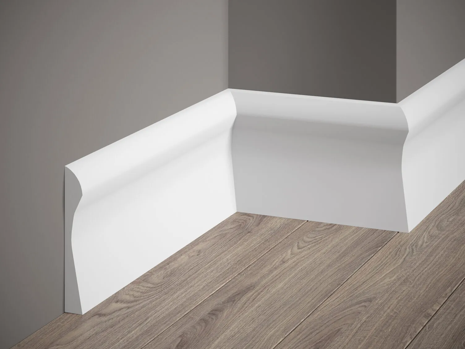 Listwa przypodłogowa Premium QS003P biała wym. 200 x 1.8 x 12.8 cm, z PolyForce