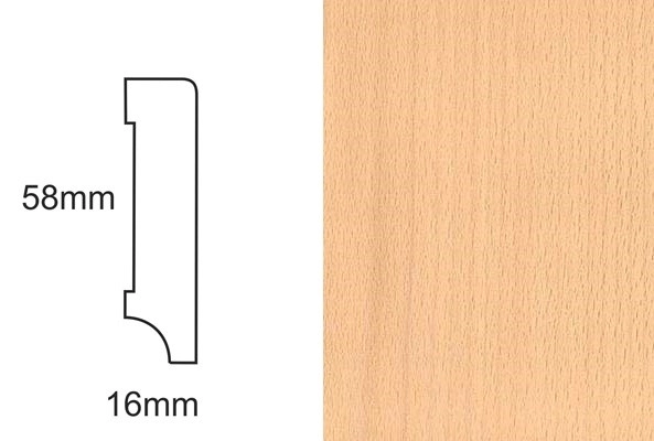 Listwa przypodłogowa fornirowana nielakierowana CP58 (240 cm x 5,8 cm x 1,6 cm) buk