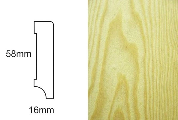 Listwa przypodłogowa fornirowana nielakierowana CP58 (240 cm x 5,8 cm x 1,6 cm) sosna