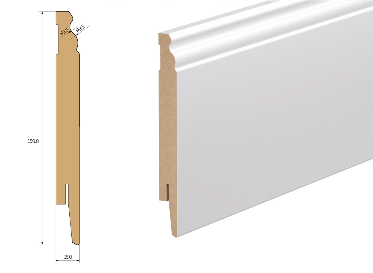Listwa przypodłogowa MDF - ESTILO 15cm - do malowania