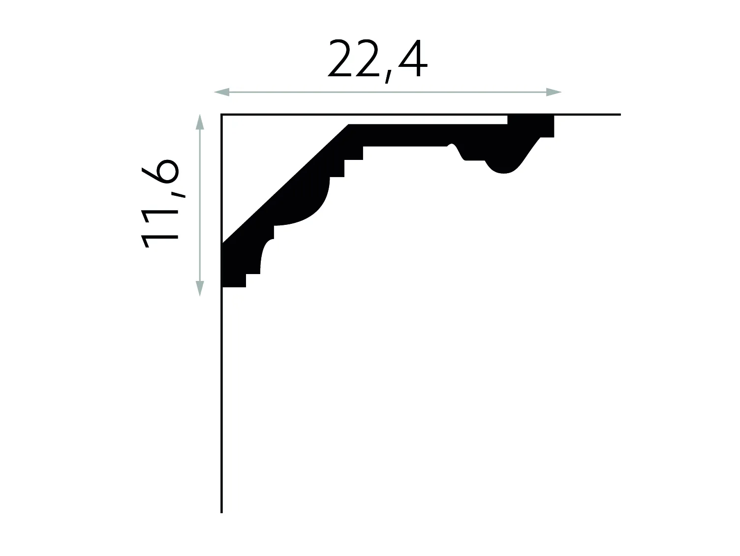 Listwa przysufitowa biała MDB121 wym. 200 x 22.4 x 11.6 cm, z ProFoam