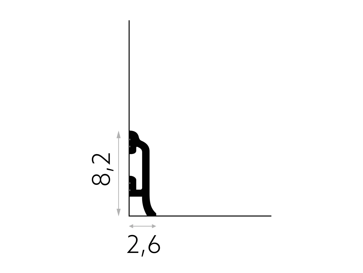 Listwa przypodłogowa MD8300 biała wym. 200 x 2.6 x 8.2 cm, z PolyForce