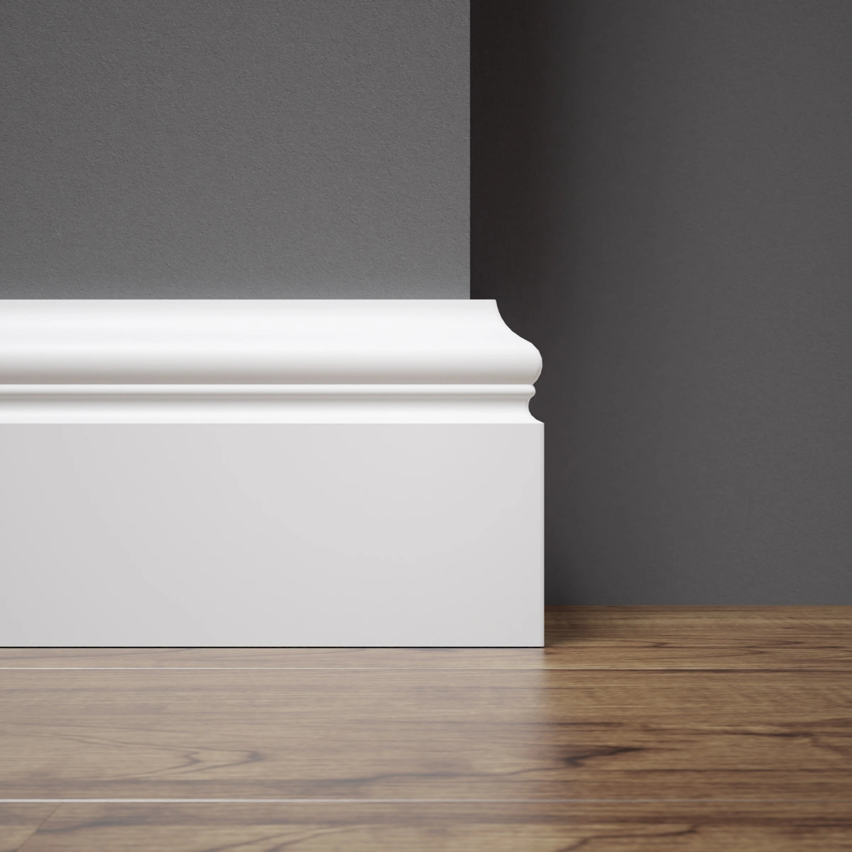 PRÓBKA 20 CM - Listwa przypodłogowa MDF lakierowana biała wilgocioodporna FOGE LB3 - 8cm