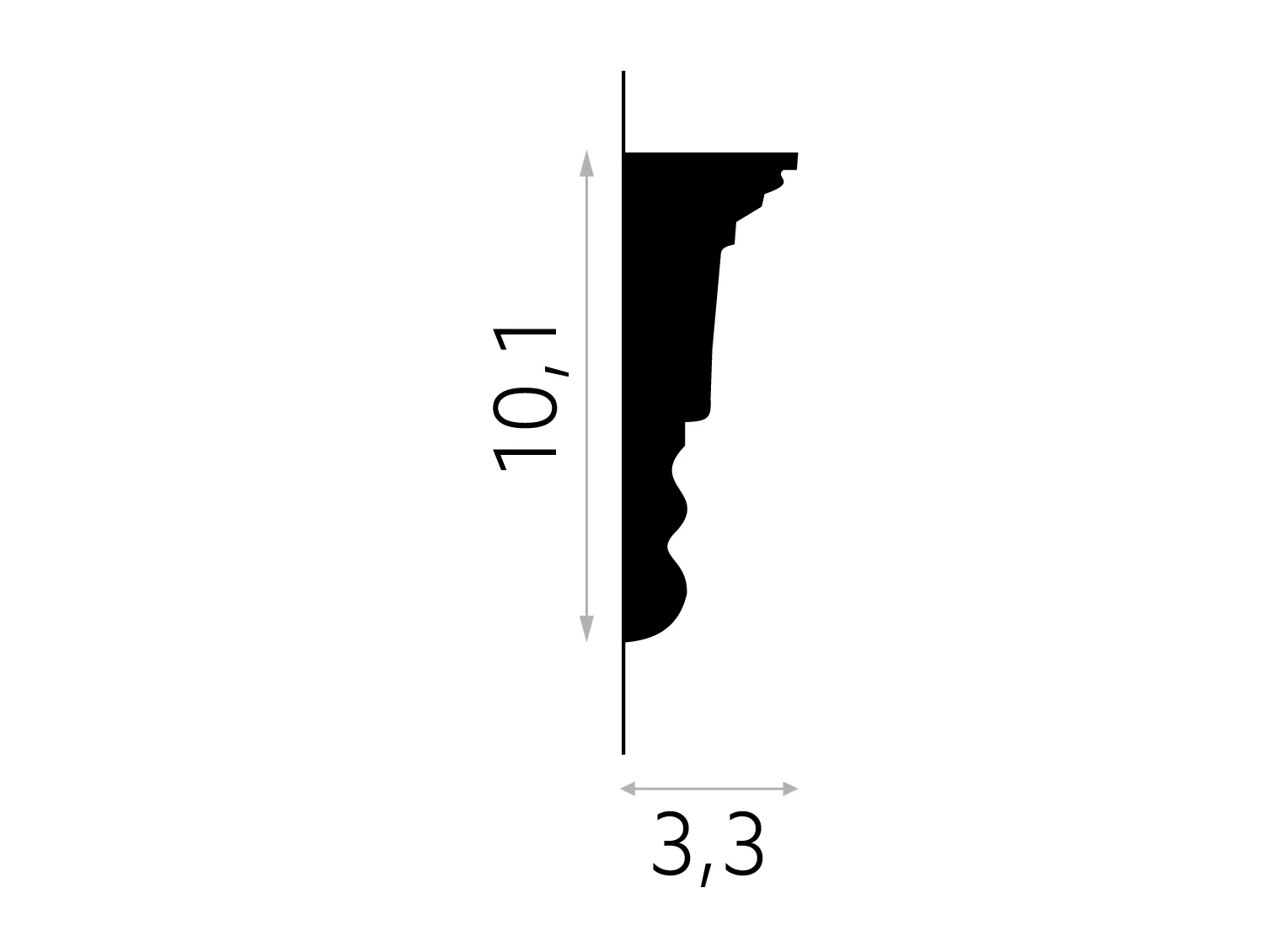Listwa ścienna MDD334 biała wym. 200 x 3.3 x 10.1 cm, z ProFoam