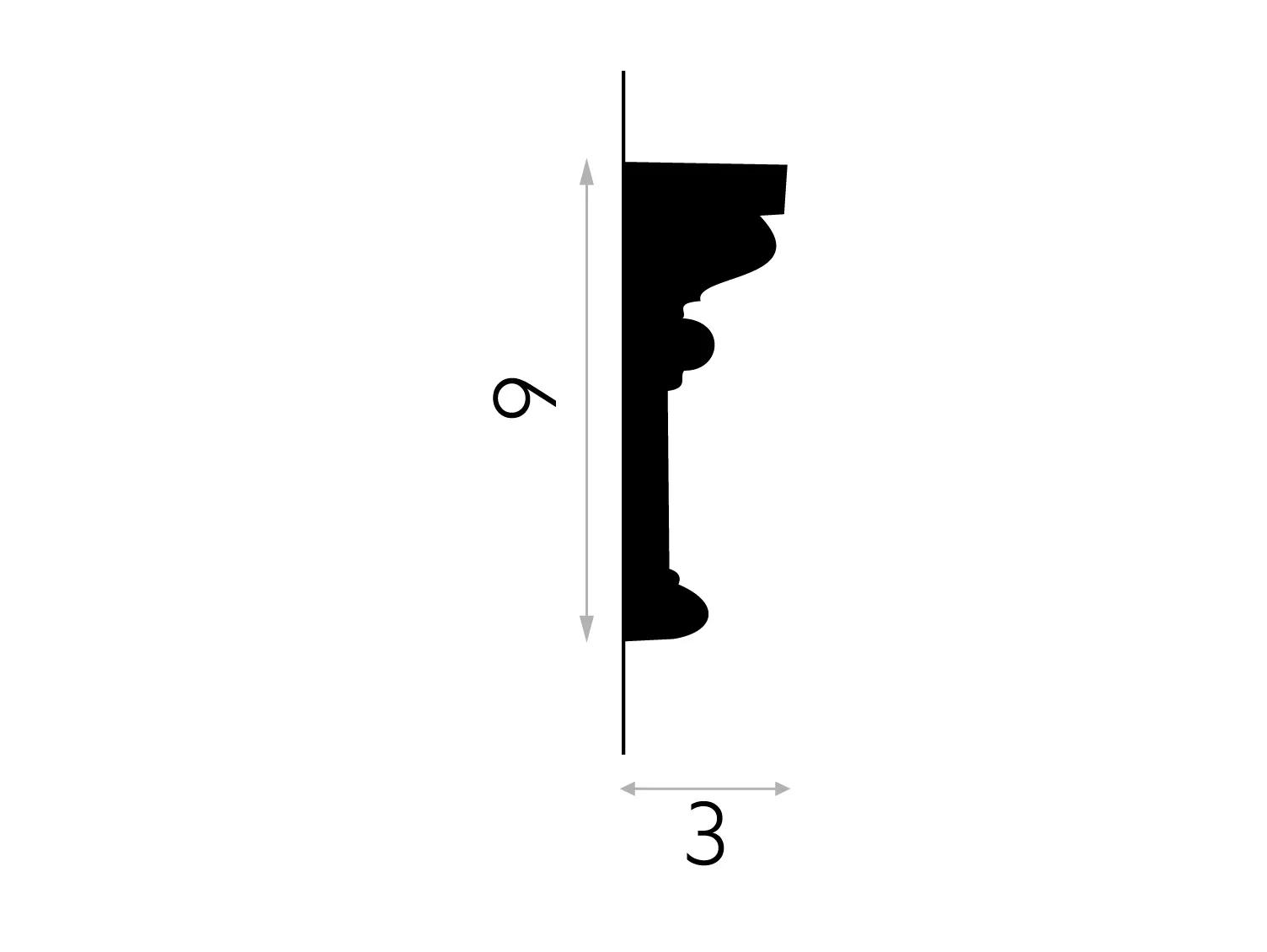 Listwa ścienna MDD305 biała wym. 200 x 3 x 9 cm, z ProFoam
