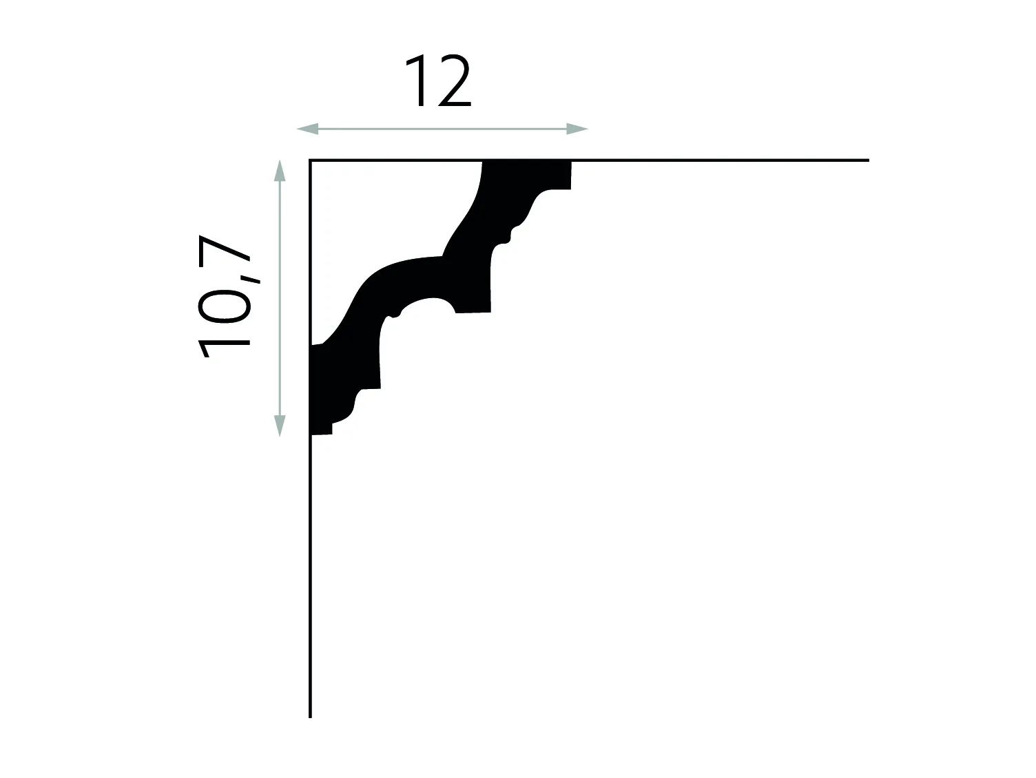 Listwa przysufitowa biała MDA046 wym. 200 x 12 x 10.7 cm, z ProFoam