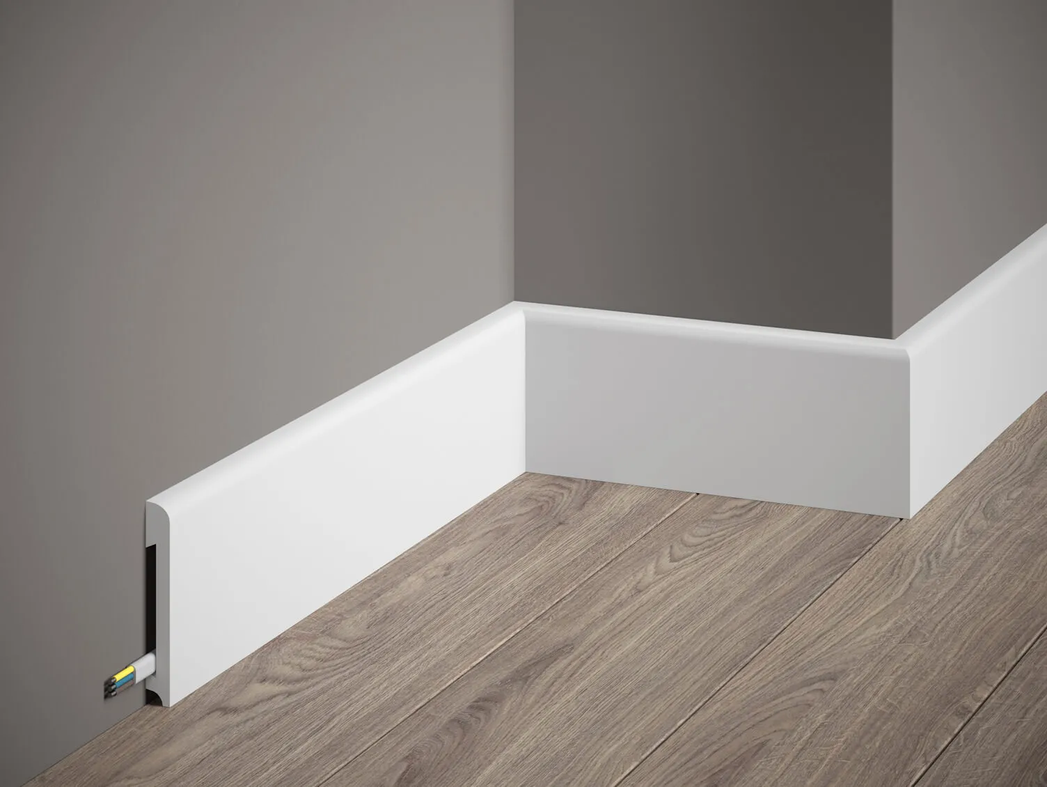 Listwa przypodłogowa poliuretanowa Mardom Decor MD234, biała wym. 200 x 1.4 x 7.8 cm, z PolyForce