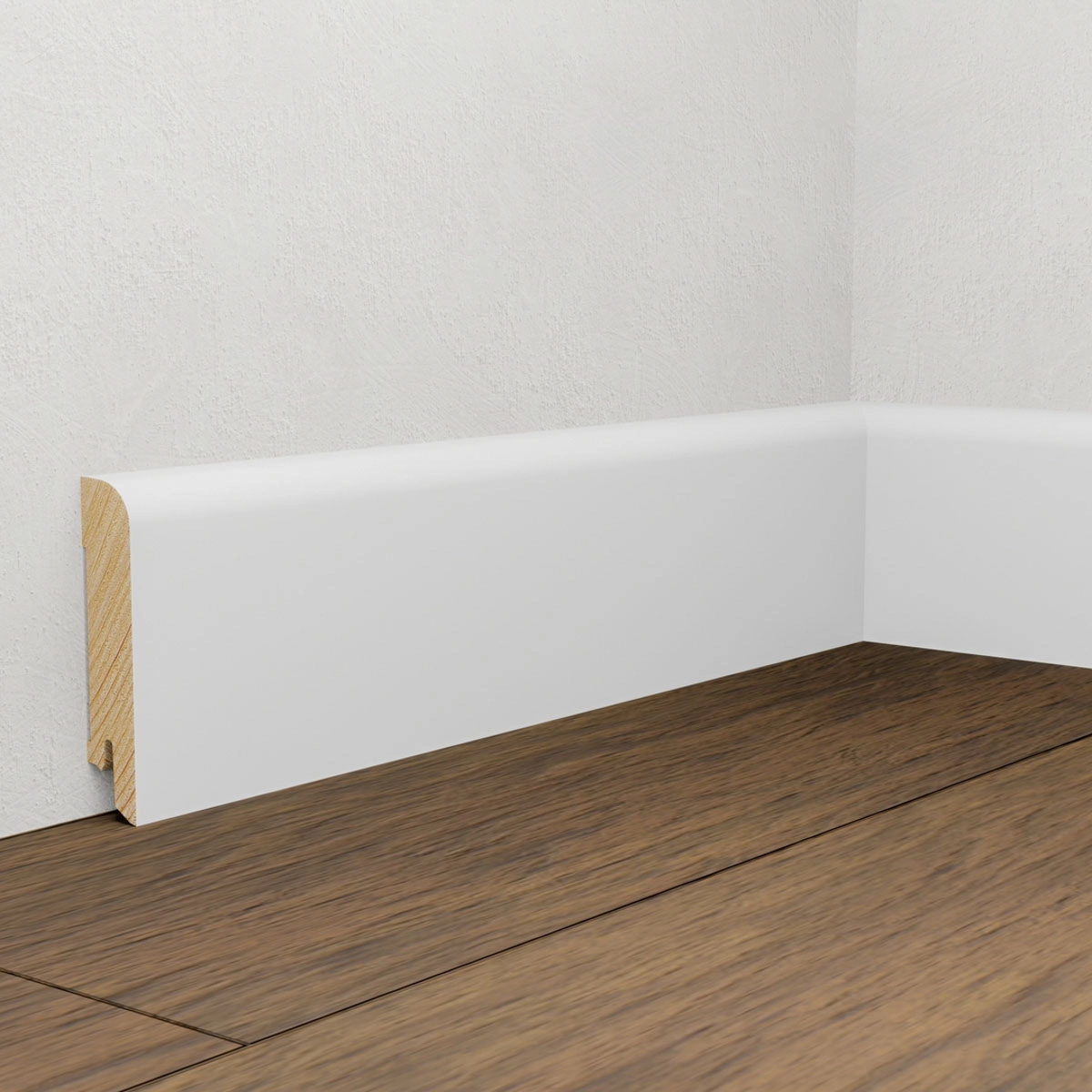 PRÓBKA 20 CM - Listwa przypodłogowa świerkowa 70x15 mm – biała Polyblend