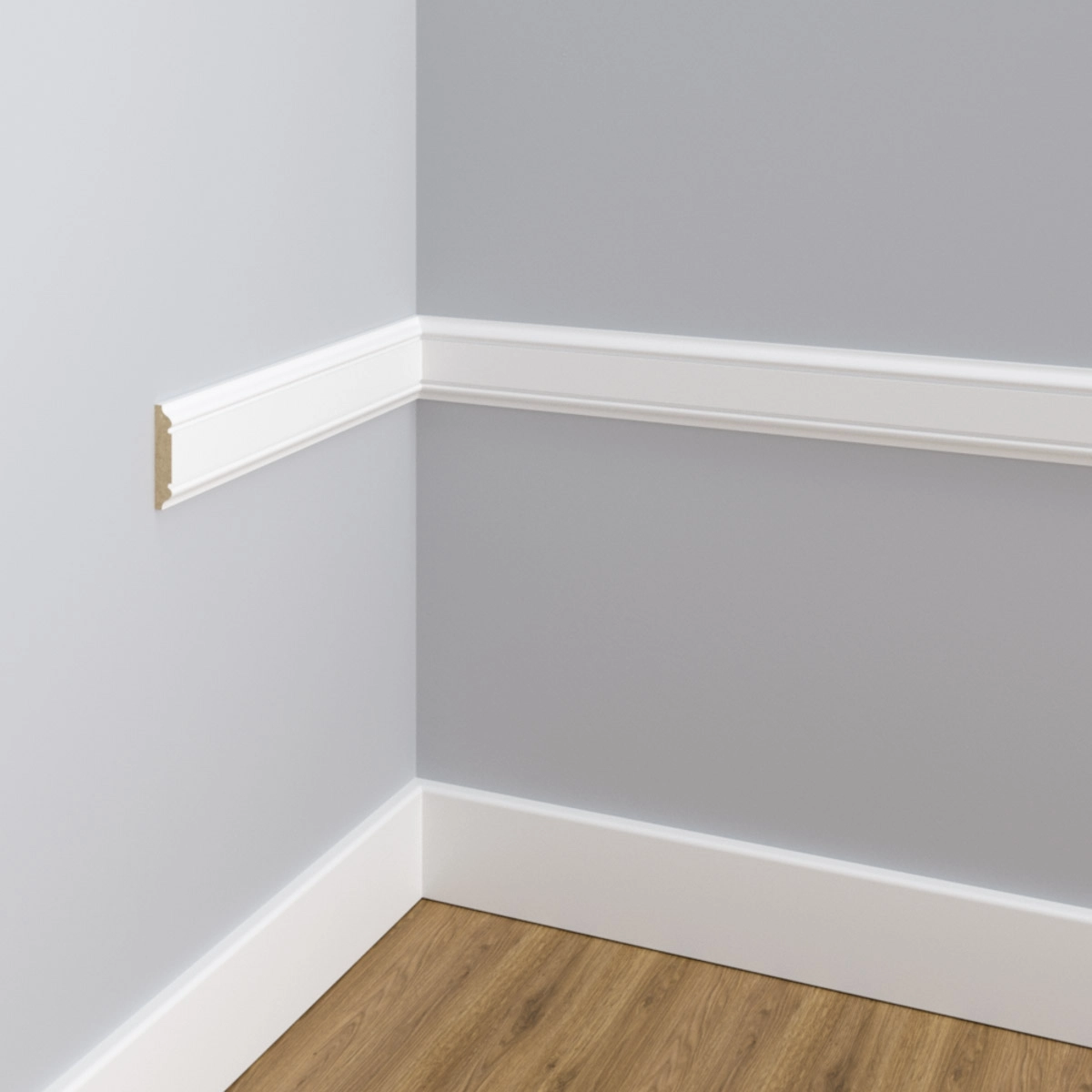 PRÓBKA 20 CM -  Listwa ścienna MDF biała, do malowania, 6cm