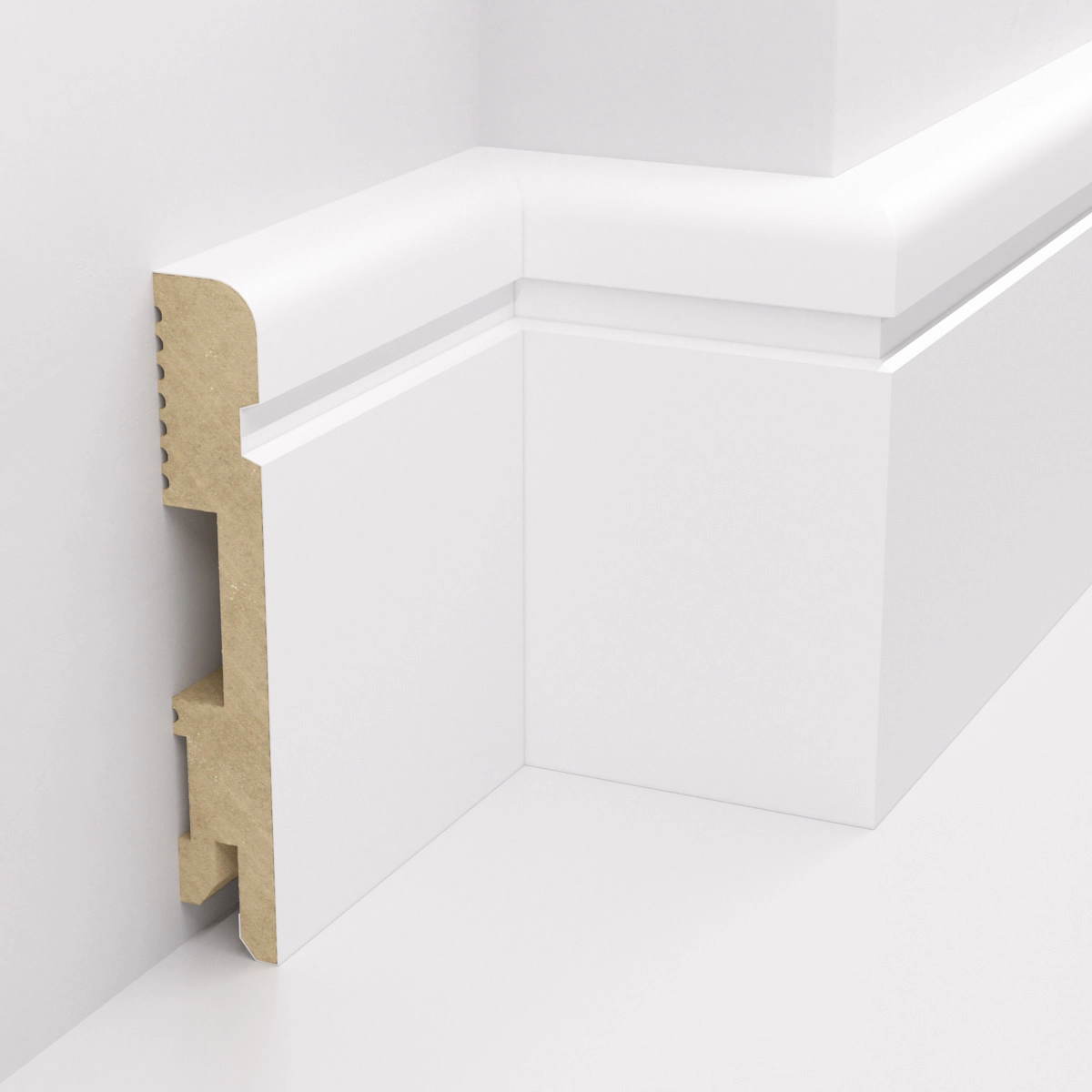 PRÓBKA 20 CM - Listwa przypodłogowa MDF lakierowana biała FOGE - LB2 10cm