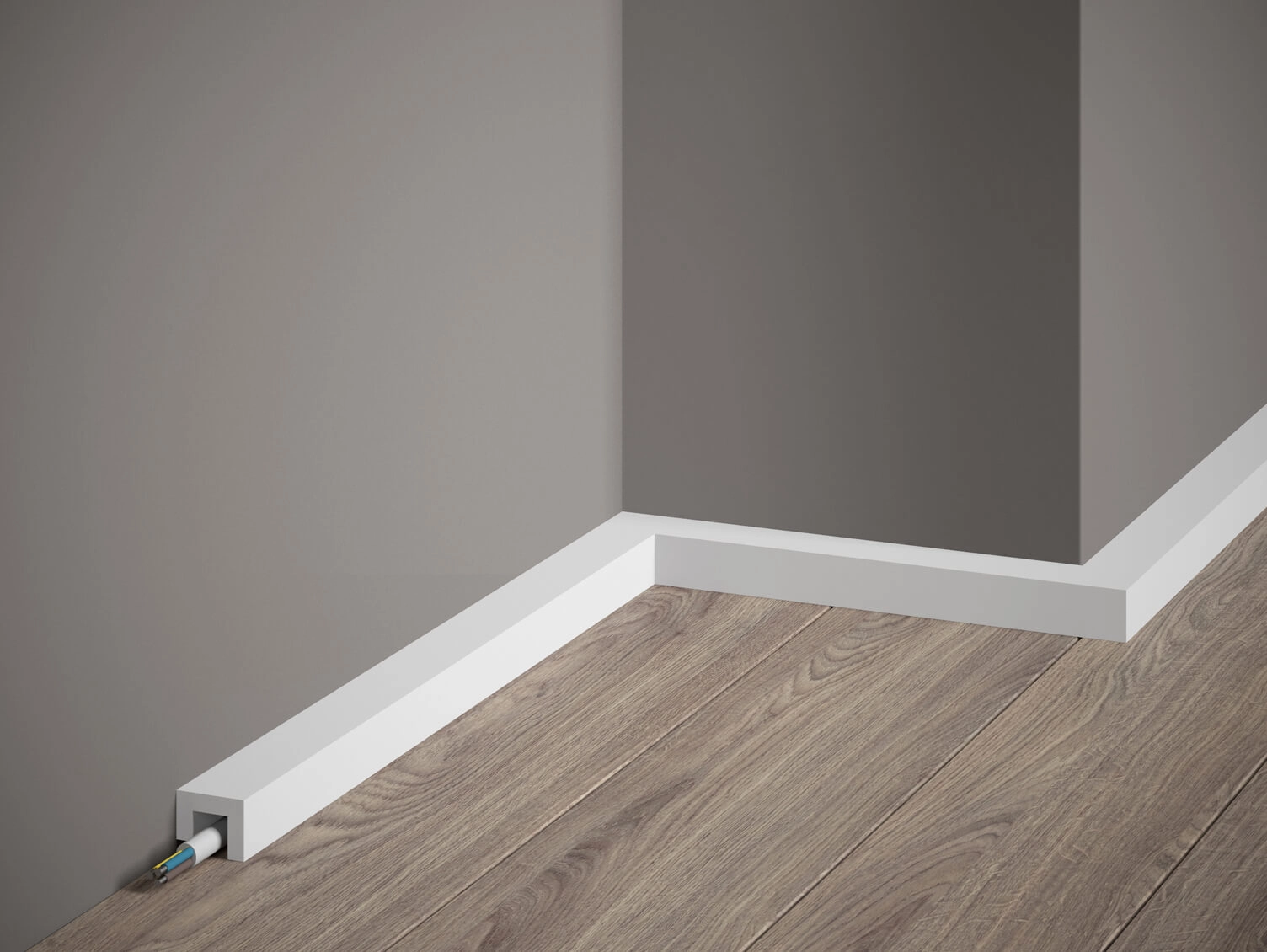 Listwa przypodłogowa QL021 biała wym. 200 x 2.5 x 2 cm, z PolyForce