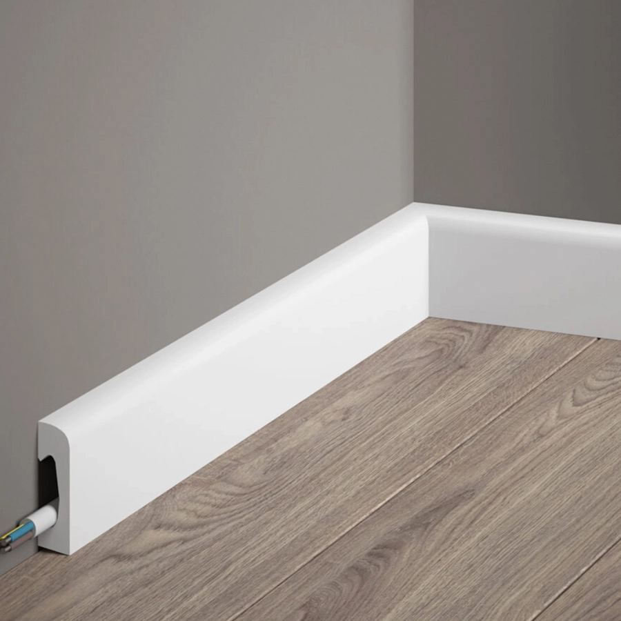 Listwa przypodłogowa MD004 biała wym. 200 x 1.5 x 4.9 cm, z PolyForce
