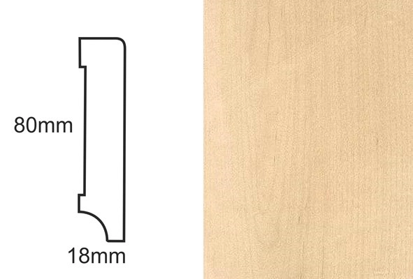 Listwa przypodłogowa fornirowana lakierowana CP80 R3 (240 cm x 8 cm x 1,8 cm) klon