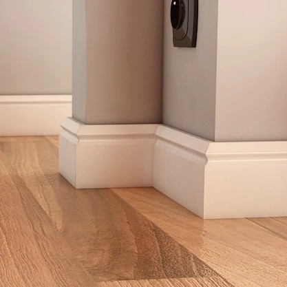 Listwa przypodłogowa MDF Plus Wzór F2 (262 cm x 8 cm x 1,6 cm) biała, wilgocioodporna, lakier półmatowy