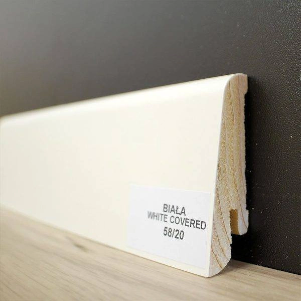 Listwa przypodłogowa 58/20 biała white covered (240 cm x 5,8cm x 2cm)