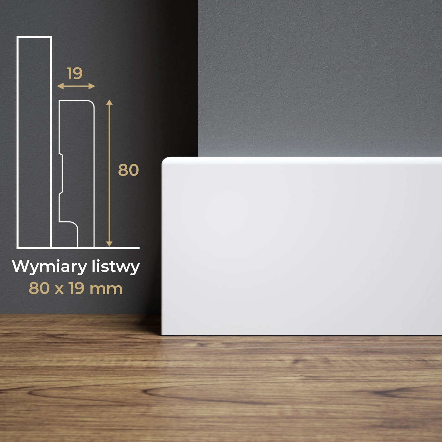 Listwa przypodłogowa MDF lakierowana biała z wodoodporną powłoką TRIO XL 8cm