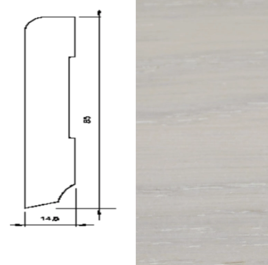 Drewniana listwa przypodłogowa lakierowana 60/16 (240 cm x 6 cm x 1,5 cm) Dąb Biały lakier