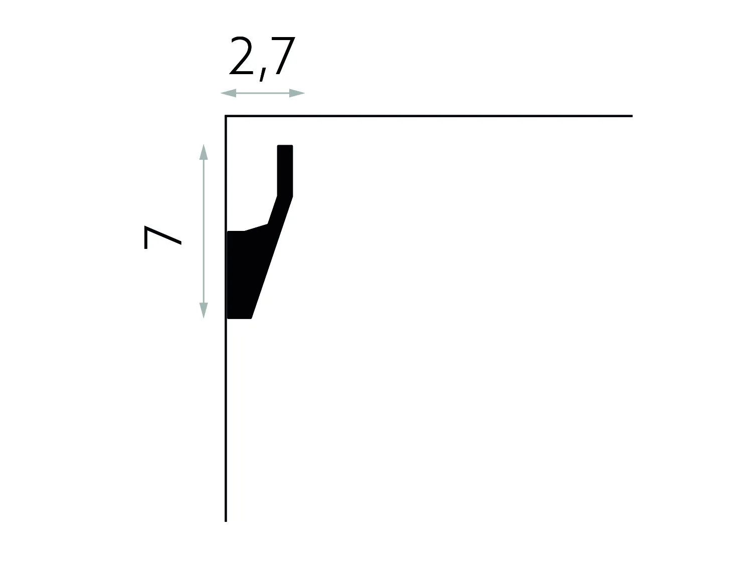 Listwa oświetleniowa sufitowa MD118, biała, wym. 200 x 2.7 x 7 cm, z PolyForce