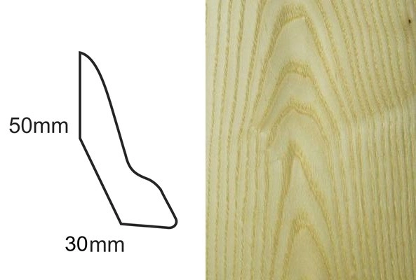 Listwa przypodłogowa fornirowana nielakierowana LP60 (220 cm x 5 cm x 3 cm) jesion select