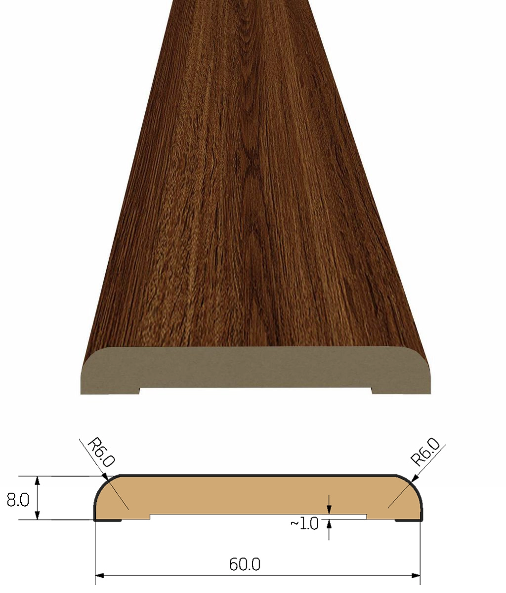 Opaska drzwiowa 3 szt. komplet, listwa maskująca MDF, Dąb Ciemny, obramowanie drzwi 6 cm