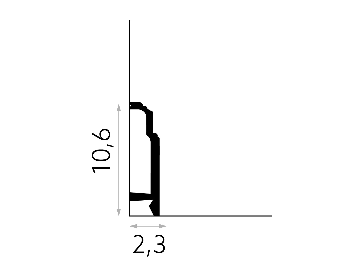 Listwa przypodłogowa MD363 biała wym. 200 x 2.3 x 10.6 cm, z PolyForce