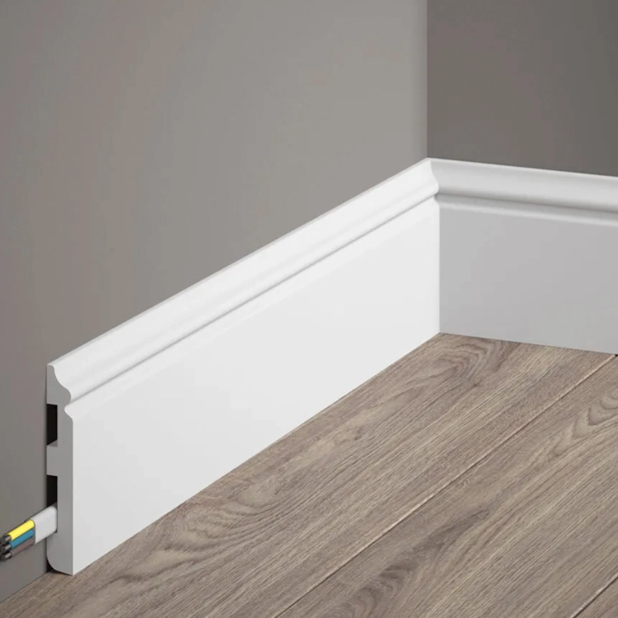 Listwa przypodłogowa Premium MD018P biała RAL 9003 wym. 200 x 1.3 x 8 cm, z PolyForce