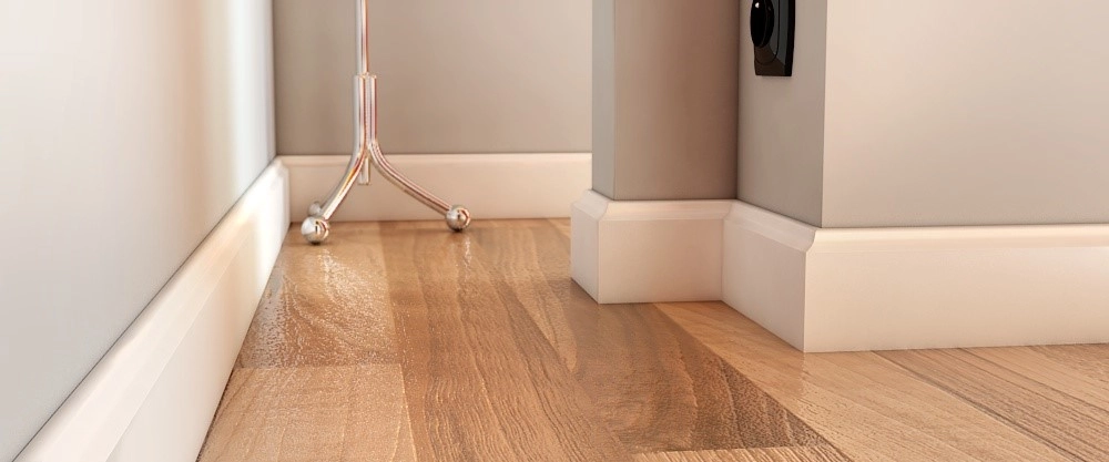 Listwa przypodłogowa MDF Plus Wzór F1 biała wilgocioodporna (262 cm x 8 cm x 1,6 cm) lakier półmatowy RAL 9003