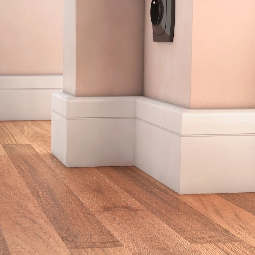 Listwa przypodłogowa MDF Plus wilgocioodporna lakierowana półmat biała RAL 9003 F8 (262 cm x 10 cm x 1,6 cm)