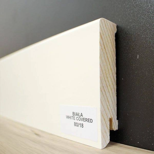 Listwa przypodłogowa 80/18 biała white covered (240 cm x 8cm x 1,8cm)