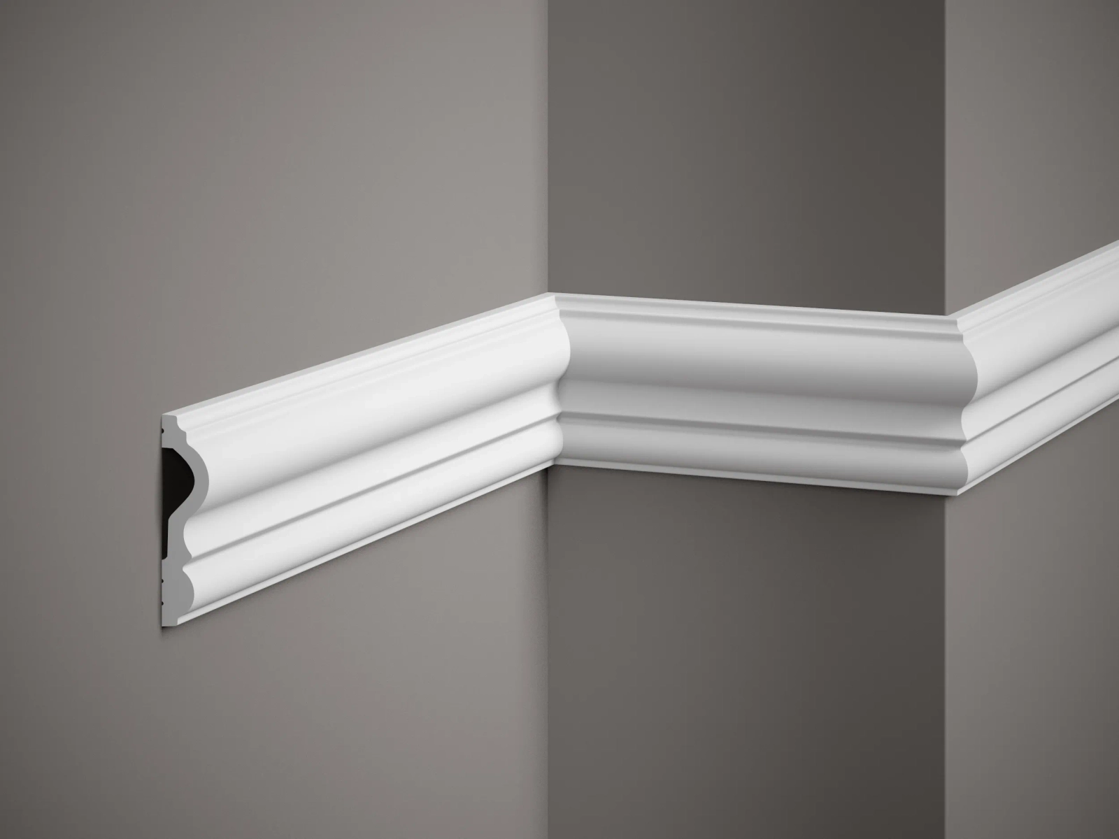 Listwa ścienna biała MD338 wym. 200 x 2.1 x 8 cm, z PolyForce