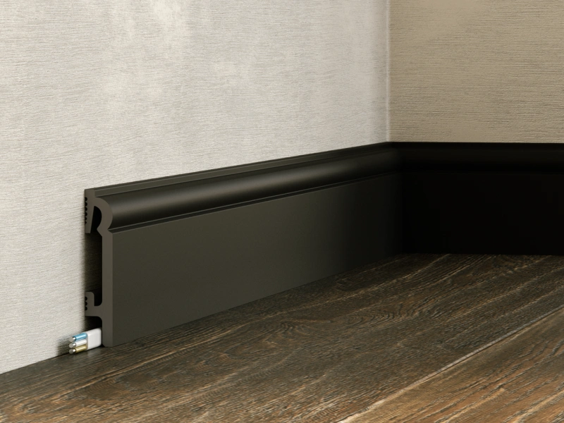 Listwa przypodłogowa Premium Floor Durofit PF082B czarna RAL 9004 8 cm