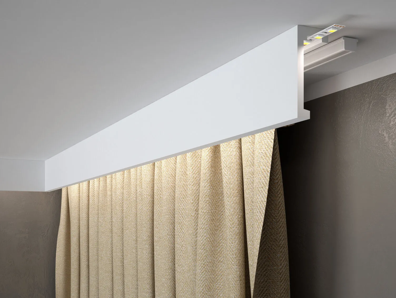 Maskownica karnisza QL026T biała wym. 200 x 4.1 x 10 cm, z PolyForce