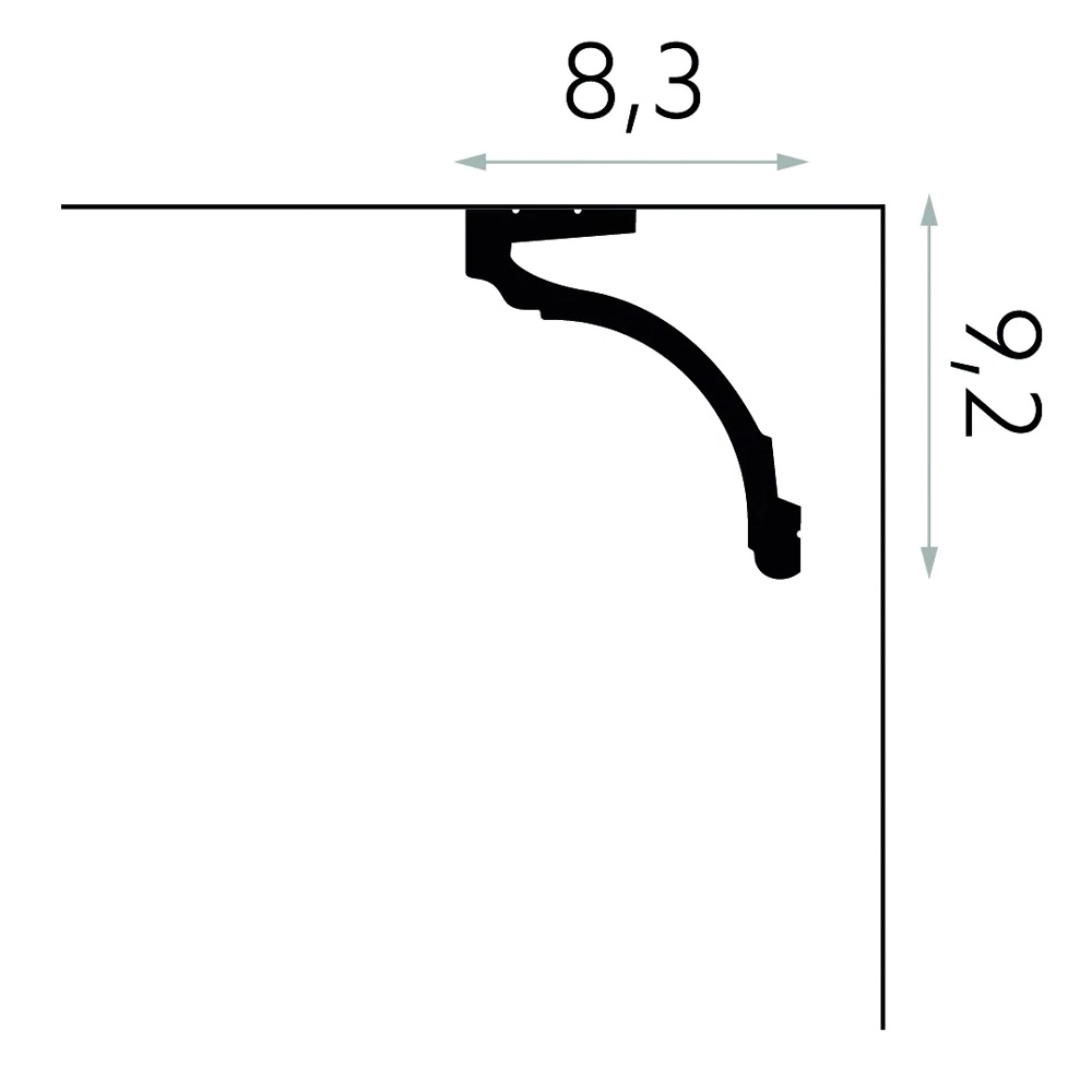 PRÓBKA 20 cm - Maskownica karnisza Mardom Decor MD161 biała wym. 9.2 x 8.3 cm, z PolyForce