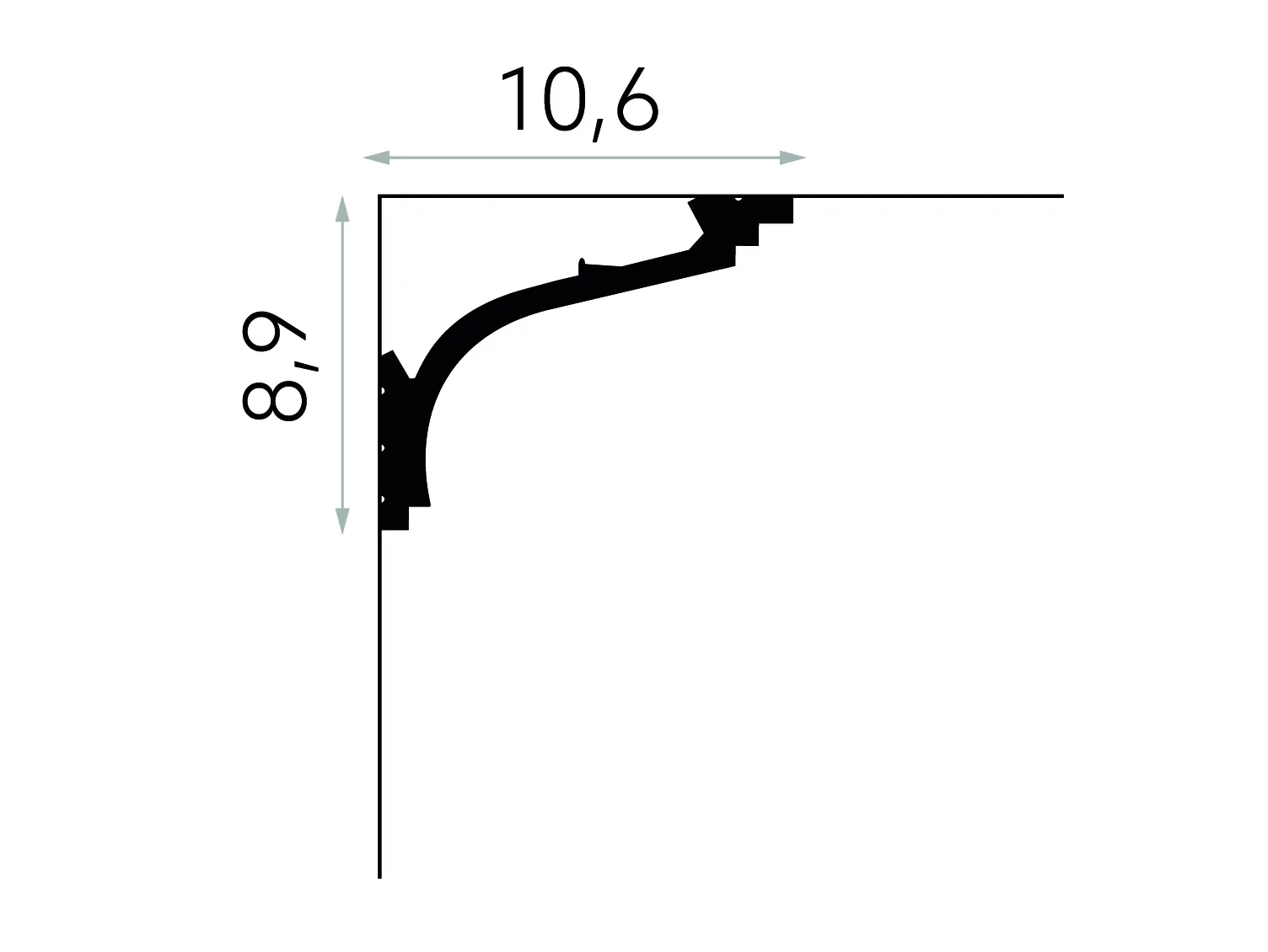 Listwa przysufitowa MD110 biała wym. 200 x 10.6 x 8.9 cm