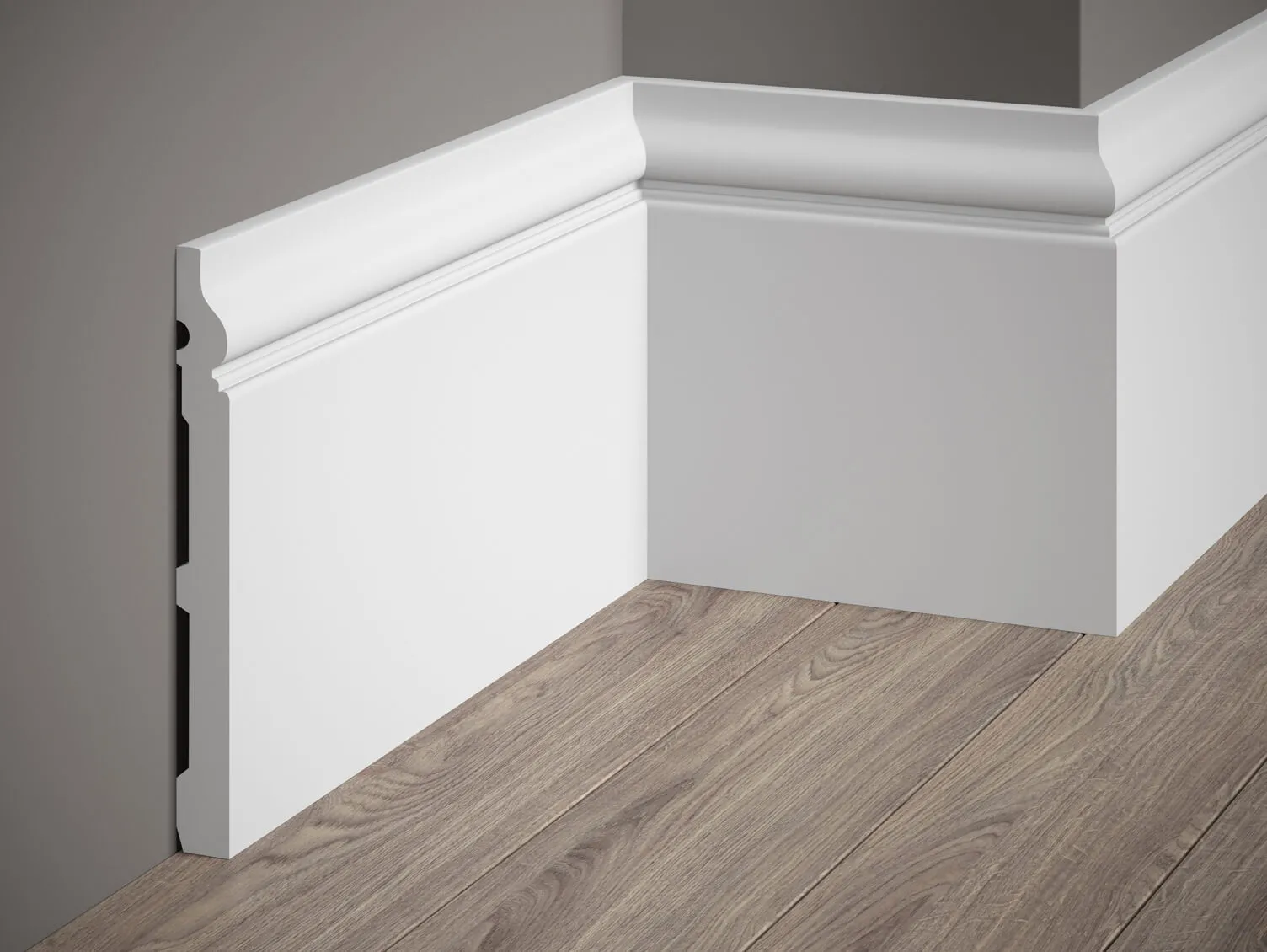 Listwa przypodłogowa MD020 biała wym. 200 x 1.9 x 19.8 cm, z PolyForce