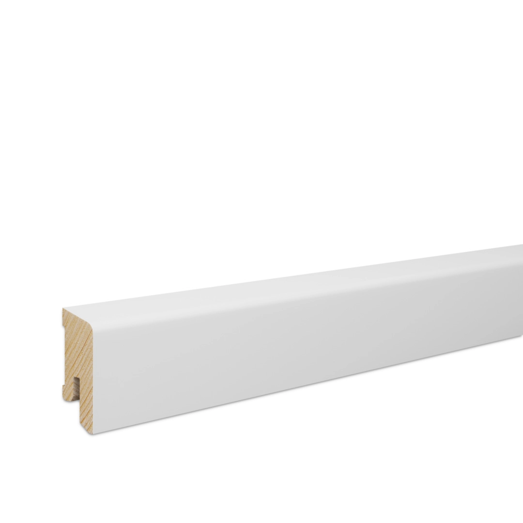 Listwa przypodłogowa 40x15 mm - świerkowa Premium – biała, powłoka Polyblend, 4cm