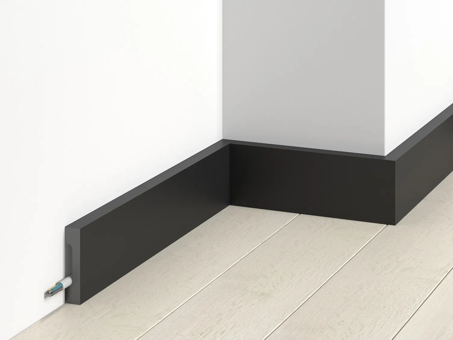 Listwa przypodłogowa MD359B czarna wym. 200 x 1.6 x 7 cm, z PolyForce