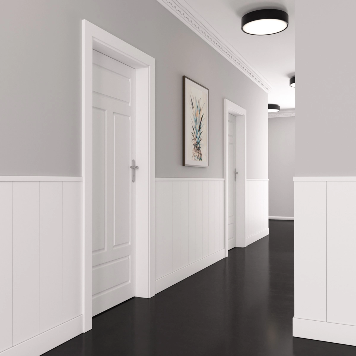 Boazeria ścienna LOFT do malowania - długość 200 cm, wysokość 114,5 cm + Farba biały RAL9003