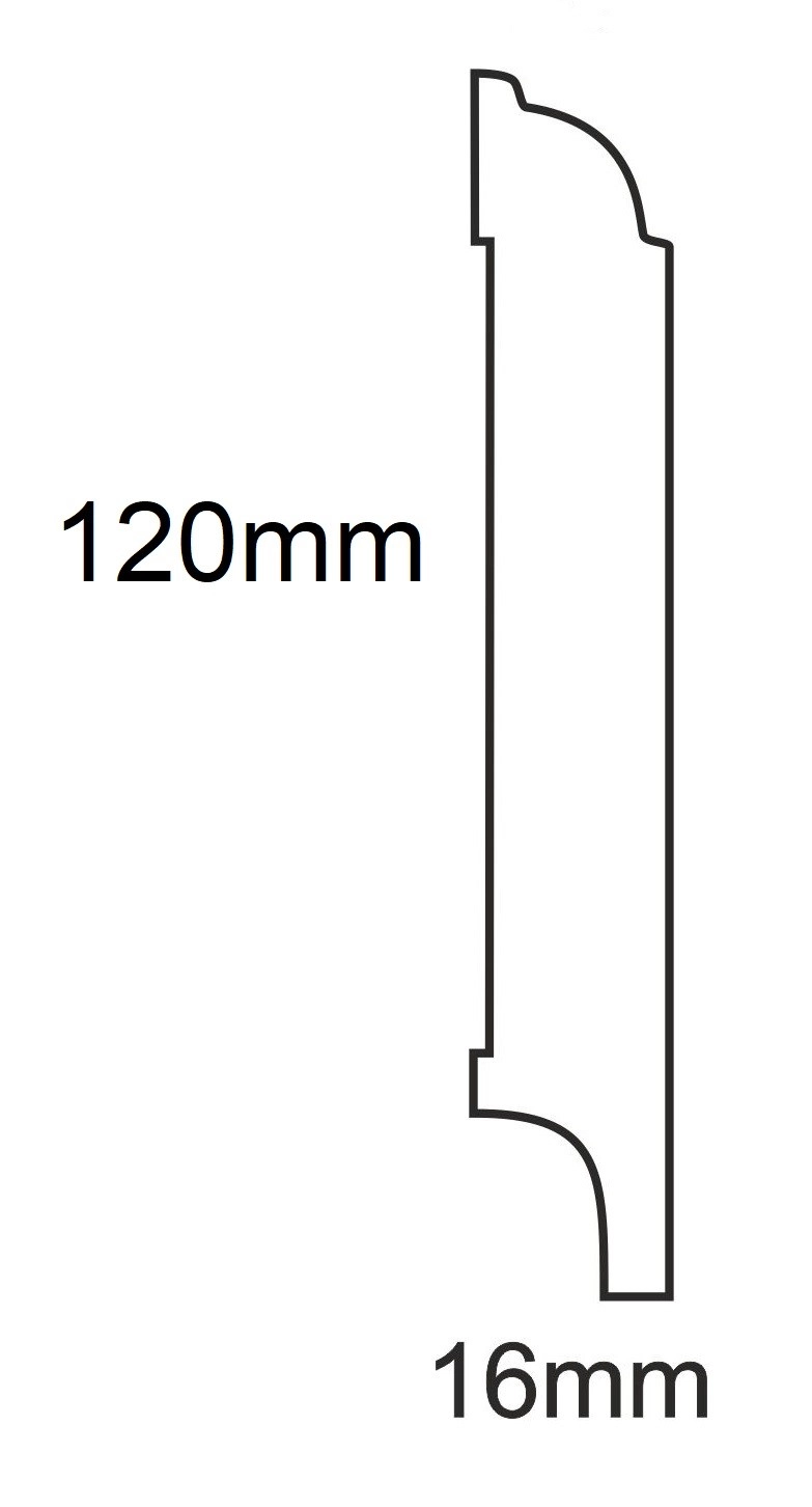 Listwa przypodłogowa MDF Plus F5 (262 cm x 12 cm x 1,6 cm) biała, wilgocioodporna, lakierowana półmatowa RAL 9003