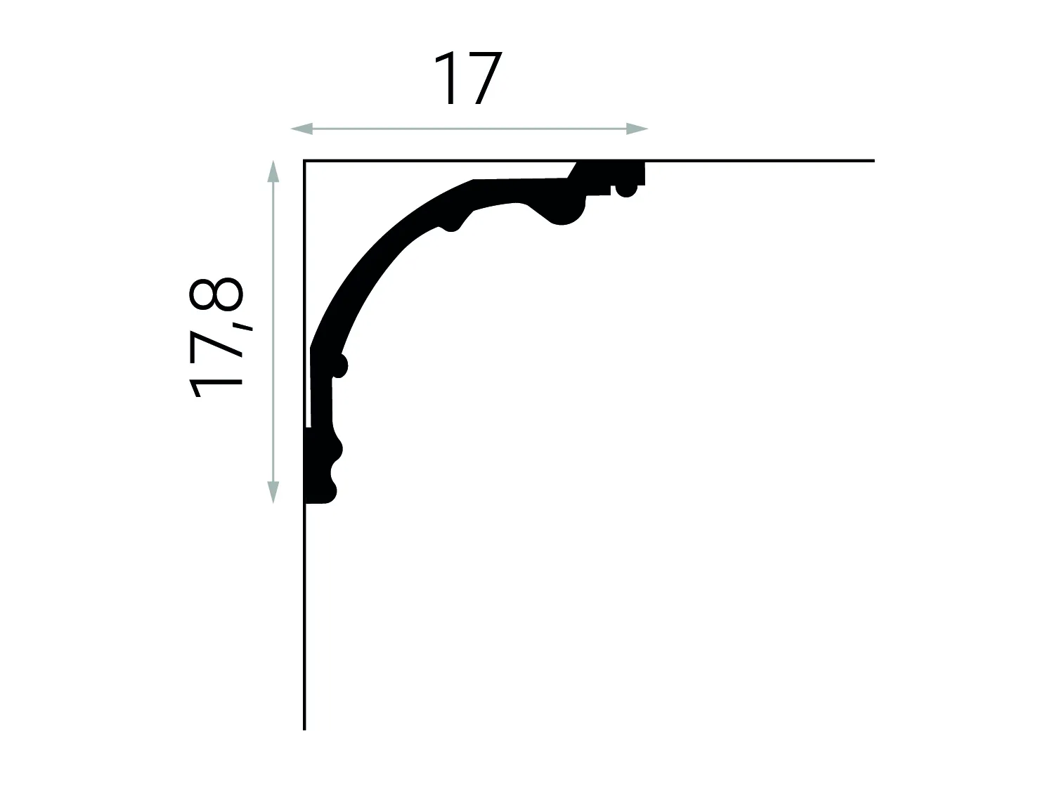 Listwa przysufitowa biała MDA109 wym. 200 x 17 x 17.8 cm, z ProFoam