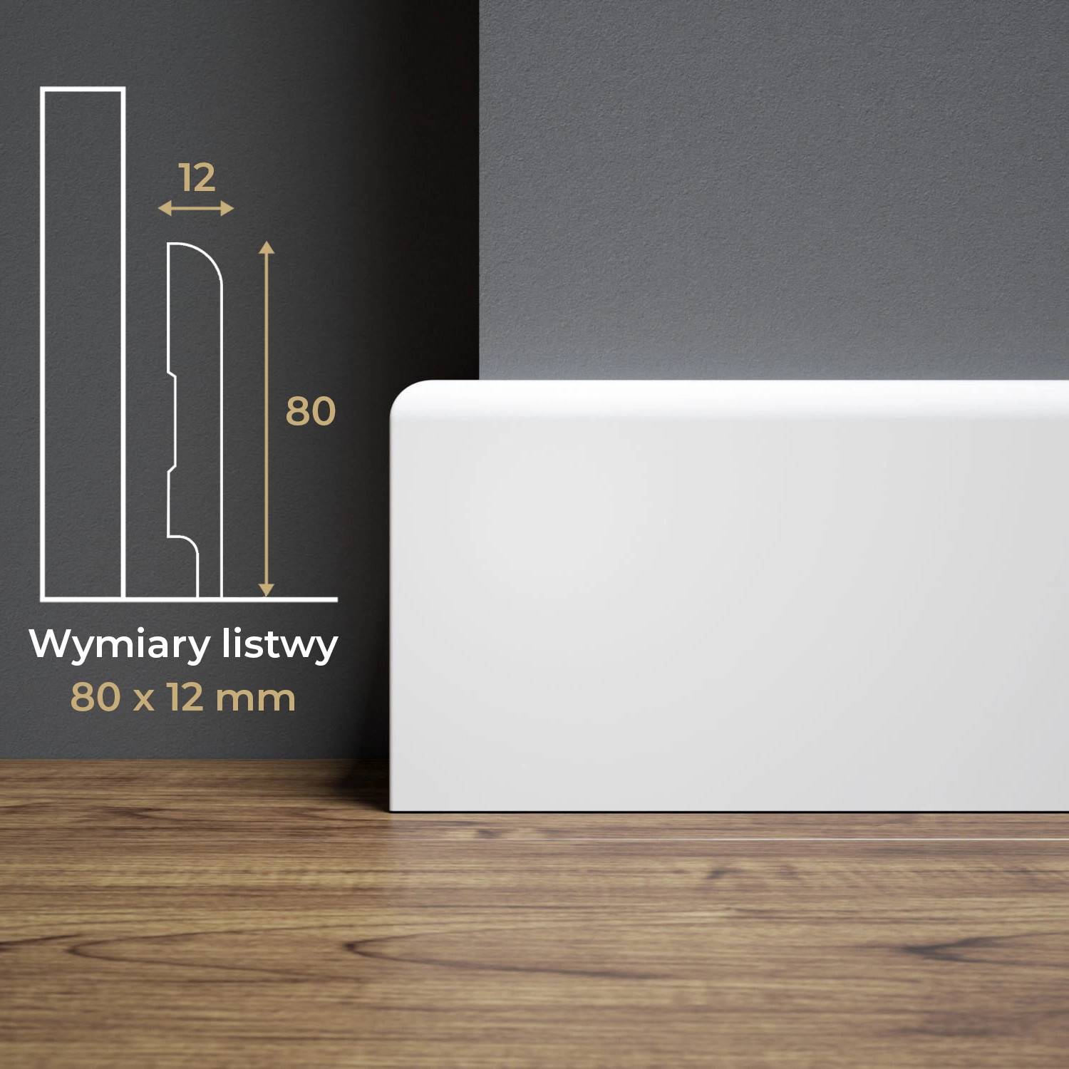 PRÓBKA 20 CM - Listwa przypodłogowa MDF lakierowana wodoodporna powłoka SOLO SLIM 8cm