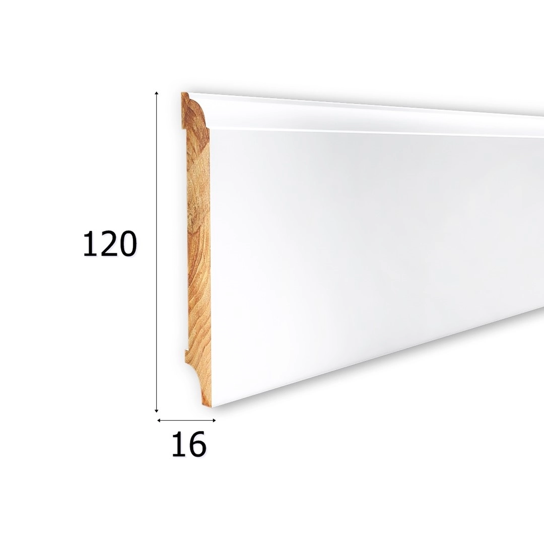 Listwa przypodłogowa drewniana lakierowana AGAT 120 (240 cm x 12 cm x 1,6 cm) iglaste