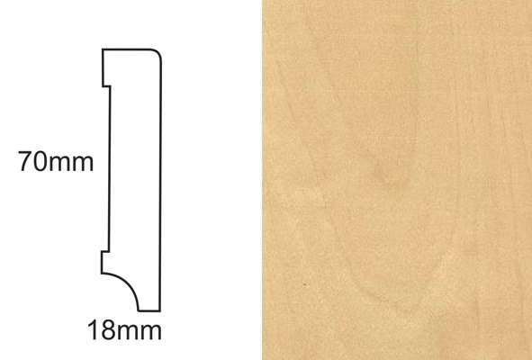 Listwa przypodłogowa fornirowana lakierowana CP70 R3 (240 cm x 7 cm x 1,8 cm) brzoza
