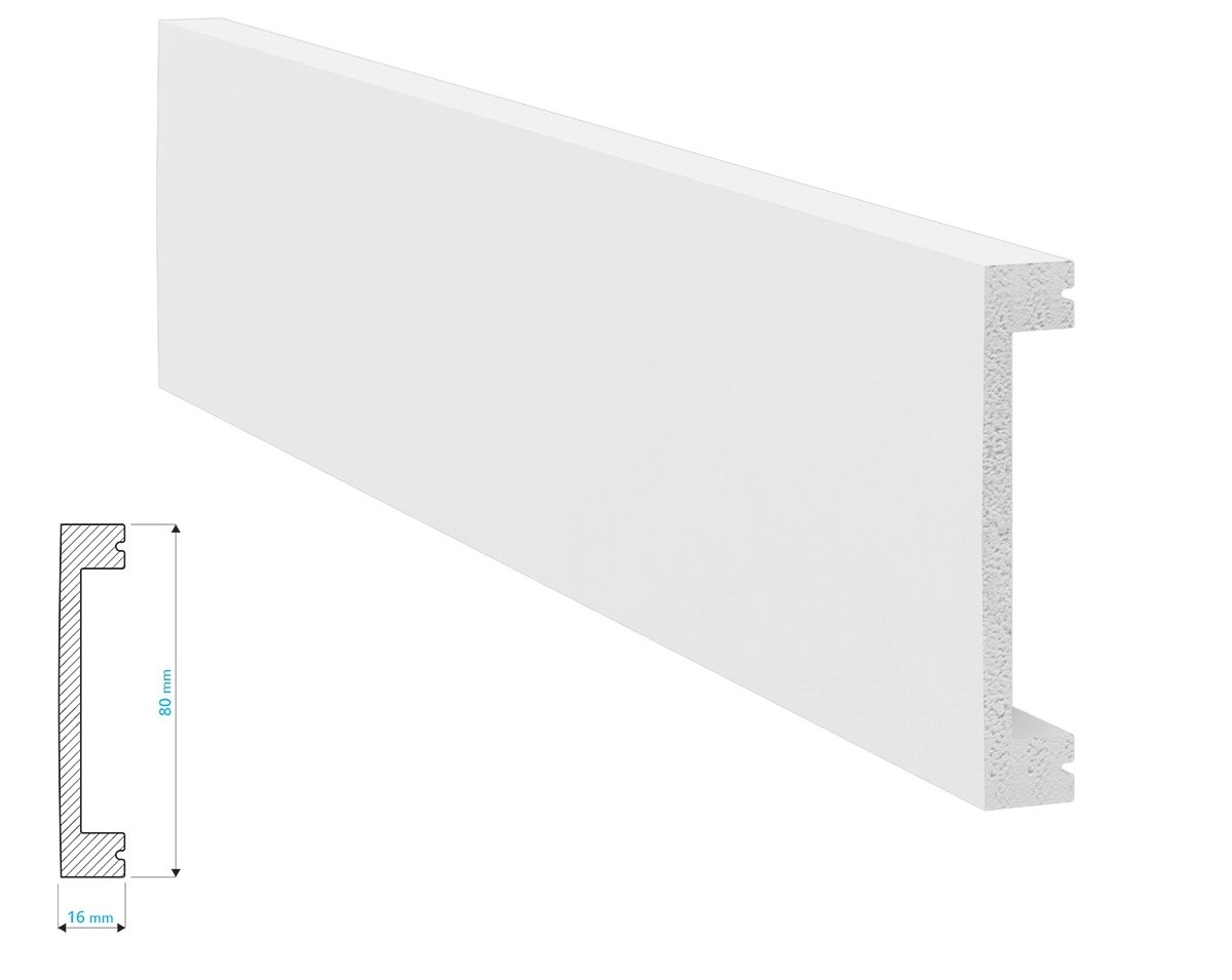 Listwa przypodłogowa i naścienna Krome PN8016 (240 cm x 8 cm x 1,6 cm) polistyren pokryty polimerem