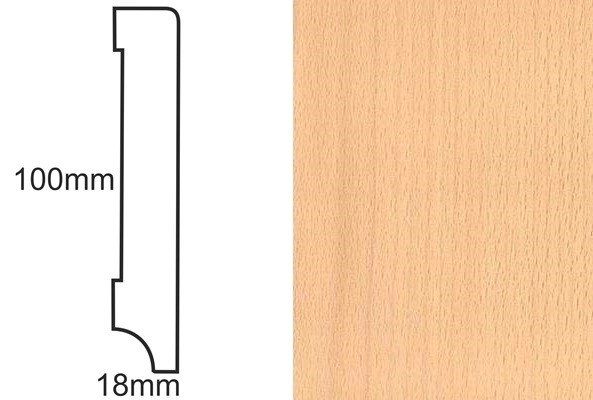 Listwa przypodłogowa fornirowana nielakierowana CP100 R3 (240 cm x 10 cm x 1,8 cm) buk