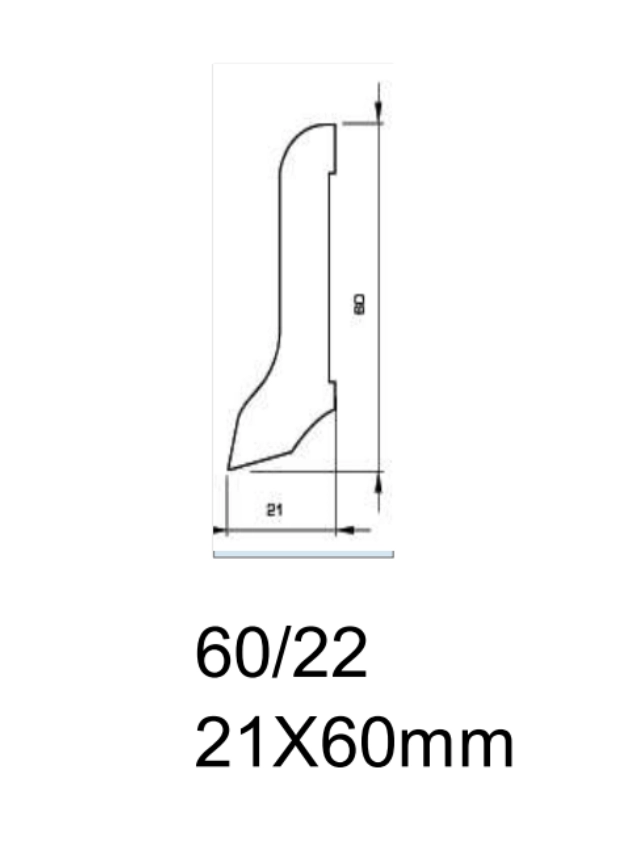Listwa przypodłogowa 60/22 biała white covered (240 cm x 6cm x 2,1cm)